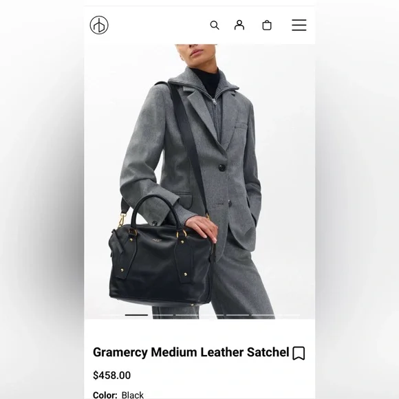 NWT Medium Gramercy Satchel Black Pebble Leather - Picture 5 of 5